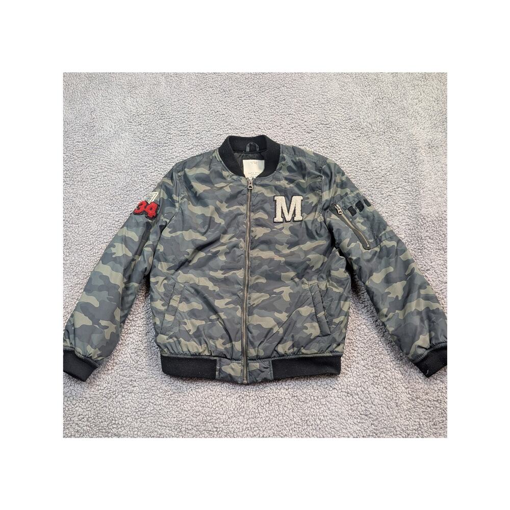 Zara Boys Jacket Size 13/14 Camo Bomber Jacket (0617)